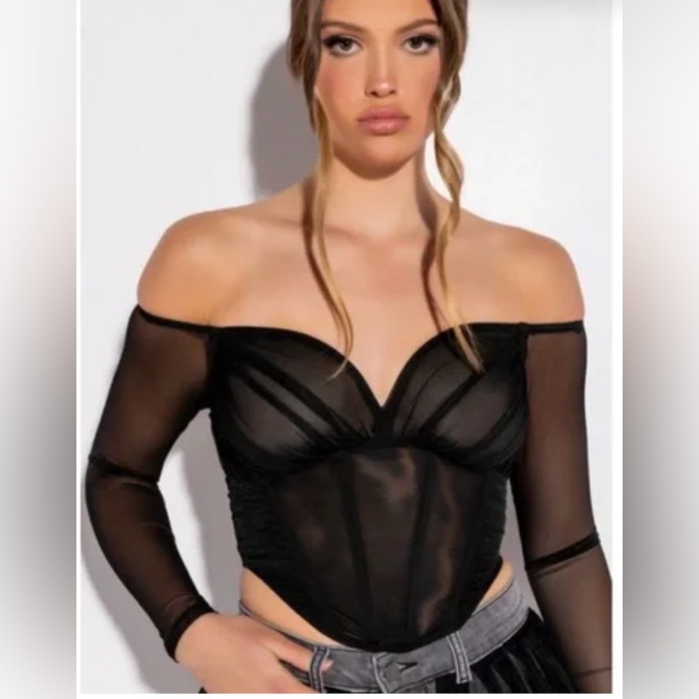 AKIRA GOOD 4 U LONG SLEEVE MESH BUSTIER